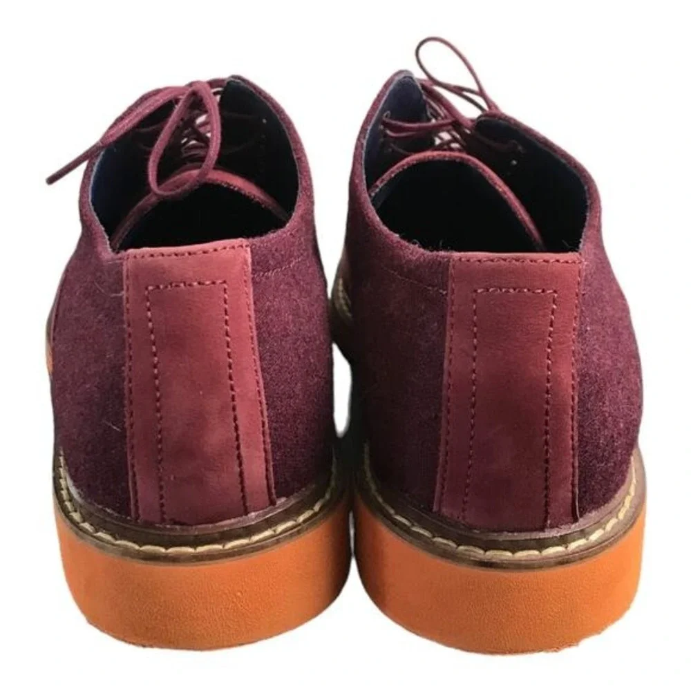 Cole Haan Nike Air‎ Mens 9.5 Maroon Suede 2 Tone Leather Oxford Lace Up Shoes